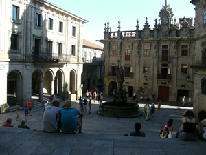Blick auf den Kathedralenvorplatz in Santiago de Compostela