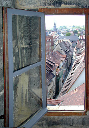 Blick aus der Aegidienkirche auf die Krämerbrücke Erfurt Blick aus der Aegidienkirche auf die Krämerbrücke Erfurt